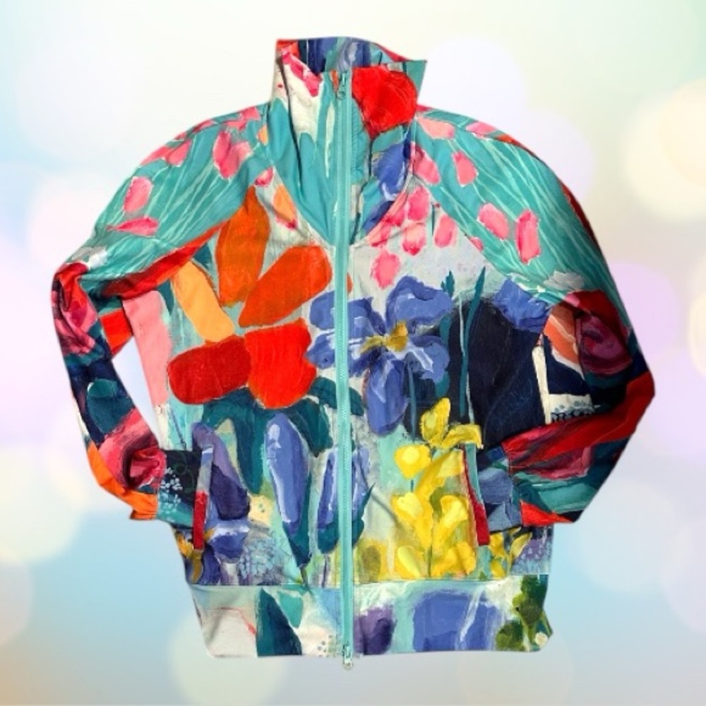 Vibrant Floral Women's Bomber Jacket hand painted design